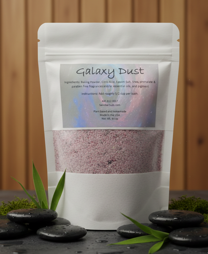 Sandbar SUDS Galaxy Dust Bath Crumble - Huge 9oz+ Bag | Foaming Bubble Bath & Fizz Powder | Moisturizing Shea Butter & Kaolin Clay | Space Themed Bath Art | Made in USA