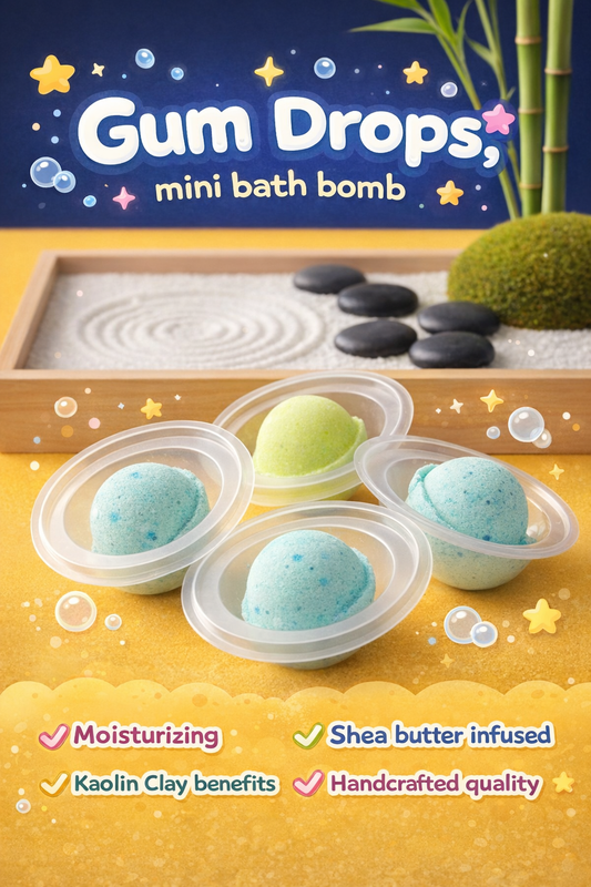 Sandbar SUDS Gum Drop - 1oz Single | Mystery Scent Kids Bath Fizzy | Moisturizing Shea Butter & Kaolin Clay | Perfect Party Favor & Gift Filler | Handmade in Ohio