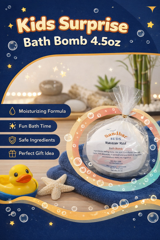 Sandbar SUDS Kids Surprise Bath Bomb with Toy Inside | 4.5oz Large Fizzy | Moisturizing Shea Butter & Kaolin Clay | Fun Bath Art for Children | Handcrafted in USA | Ages 3+