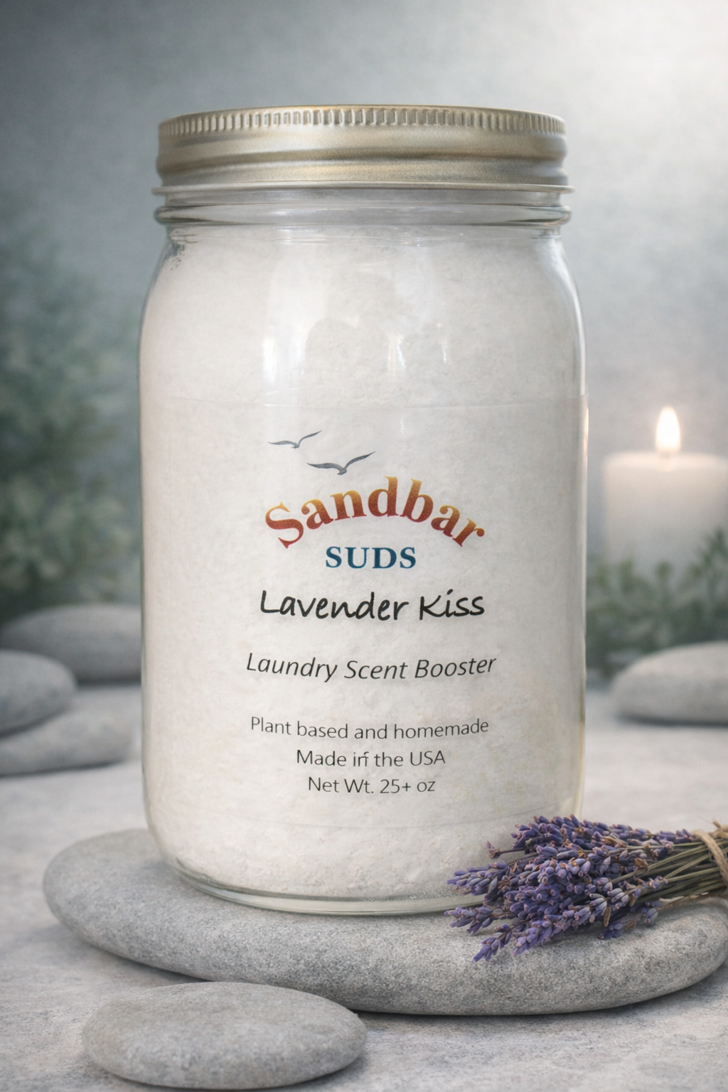 Sandbar SUDS Natural Scent Booster - Huge 20oz+ Jar | Long-Lasting Laundry Fragrance & Deodorizer | Baking Soda & Epsom Salt Infused | Eco-Friendly Scent Booster | Handmade in Ohio