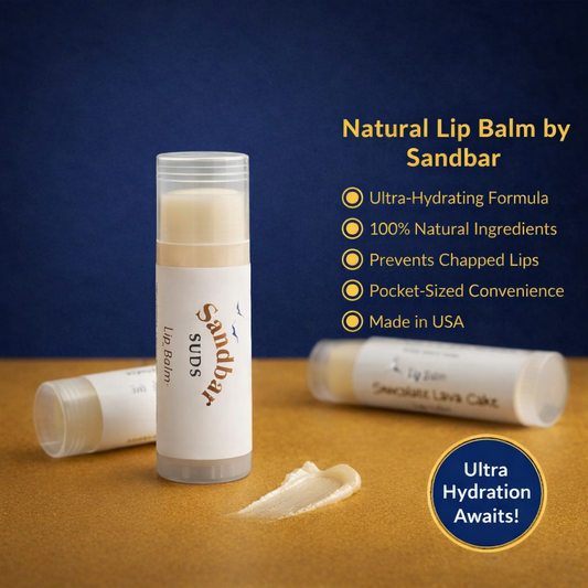 Sandbar SUDS Natural Lip Balm - .2oz Pocket Size | Ultra-Hydrating Shea & Cocoa Butter Lip Care | 100% Natural Ingredients | Prevent Chapped Lips | Made in USA
