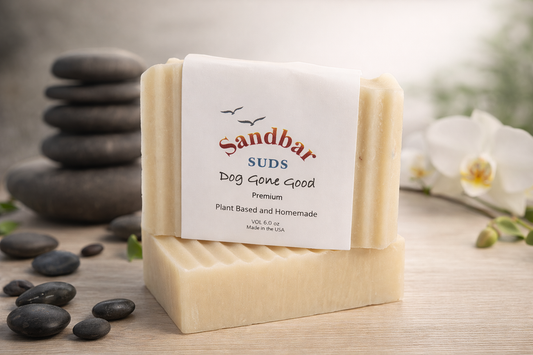 Sandbar SUDS "Dog Gone Good" Pet Soap - Large 6oz Bar | Natural Dog Shampoo with Citronella | Bug & Pest Repelling Formula | Shea Butter & Coconut Oil for Sensitive Skin | Made in USA