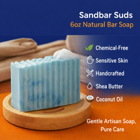 Sandbar SUDS Extra Large 6oz+ Natural Bar Soap | Creamy Shea Butter & Coconut Oil Formula | Chemical-Free, Phthalate & Paraben Free | Handcrafted Artisan Soap | Made in USA | Gentle for Sensitive Skin