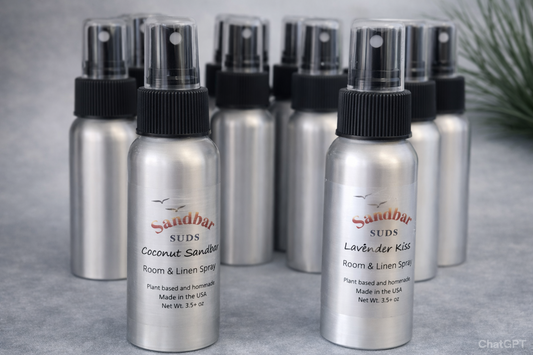 Sandbar SUDS Natural Room & Linen Spray - 3.5oz | Instant Home Fragrance & Fabric Refresher | Non-Toxic Deodorizer for Bedding, Curtains & Car | Handcrafted in USA | Phthalate-Free & Safe