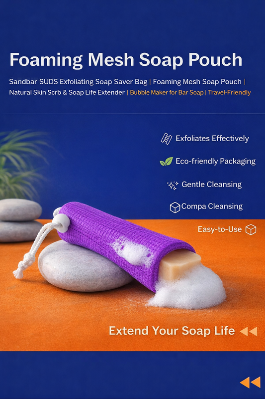 Sandbar SUDS Exfoliating Soap Saver Bag | Foaming Mesh Soap Pouch | Natural Skin Scrub & Soap Life Extender | Bubble Maker for Bar Soap | Travel-Friendly Soap Sleeve