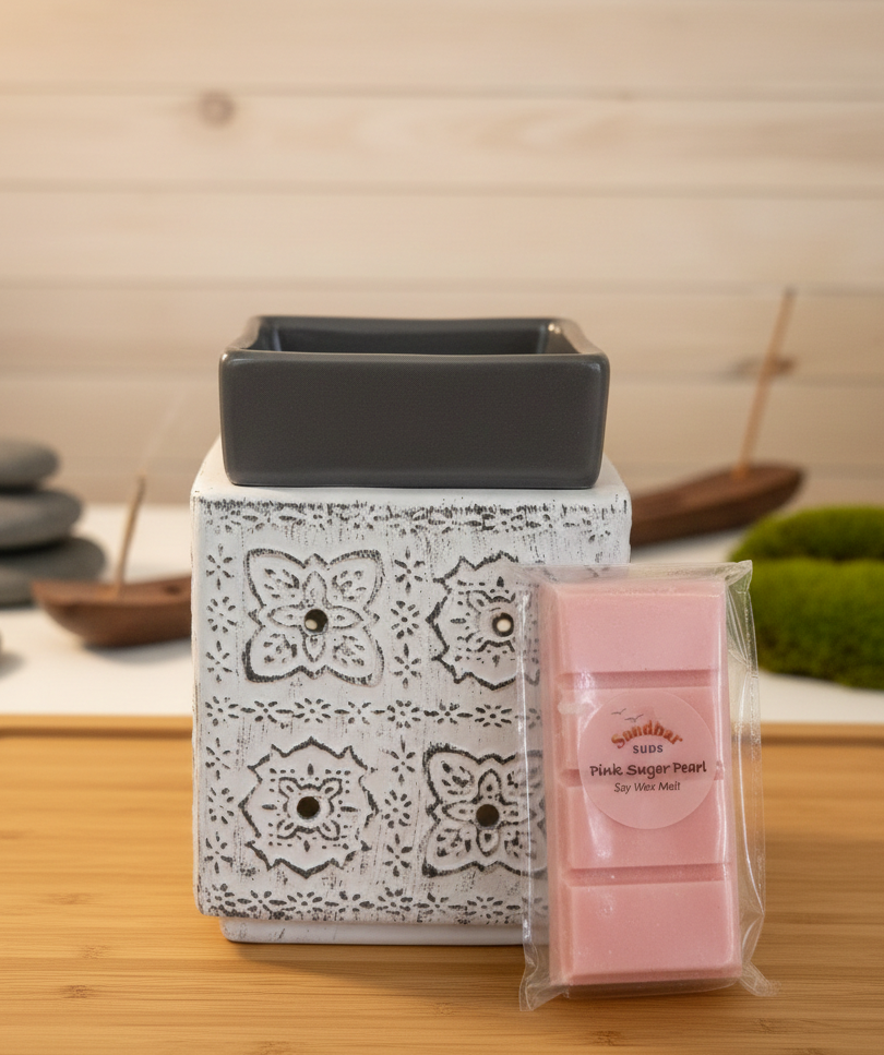 Sandbar SUDS Decorative Wax Warmer | Electric Fragrance Burner for Scented Wax Melts | Modern Cottage & Snowflake Styles | Home Decor & Aromatherapy Accent | Safe Candle Alternative